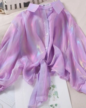 Pankh Juvena Holographic See Through Coverup Shirt