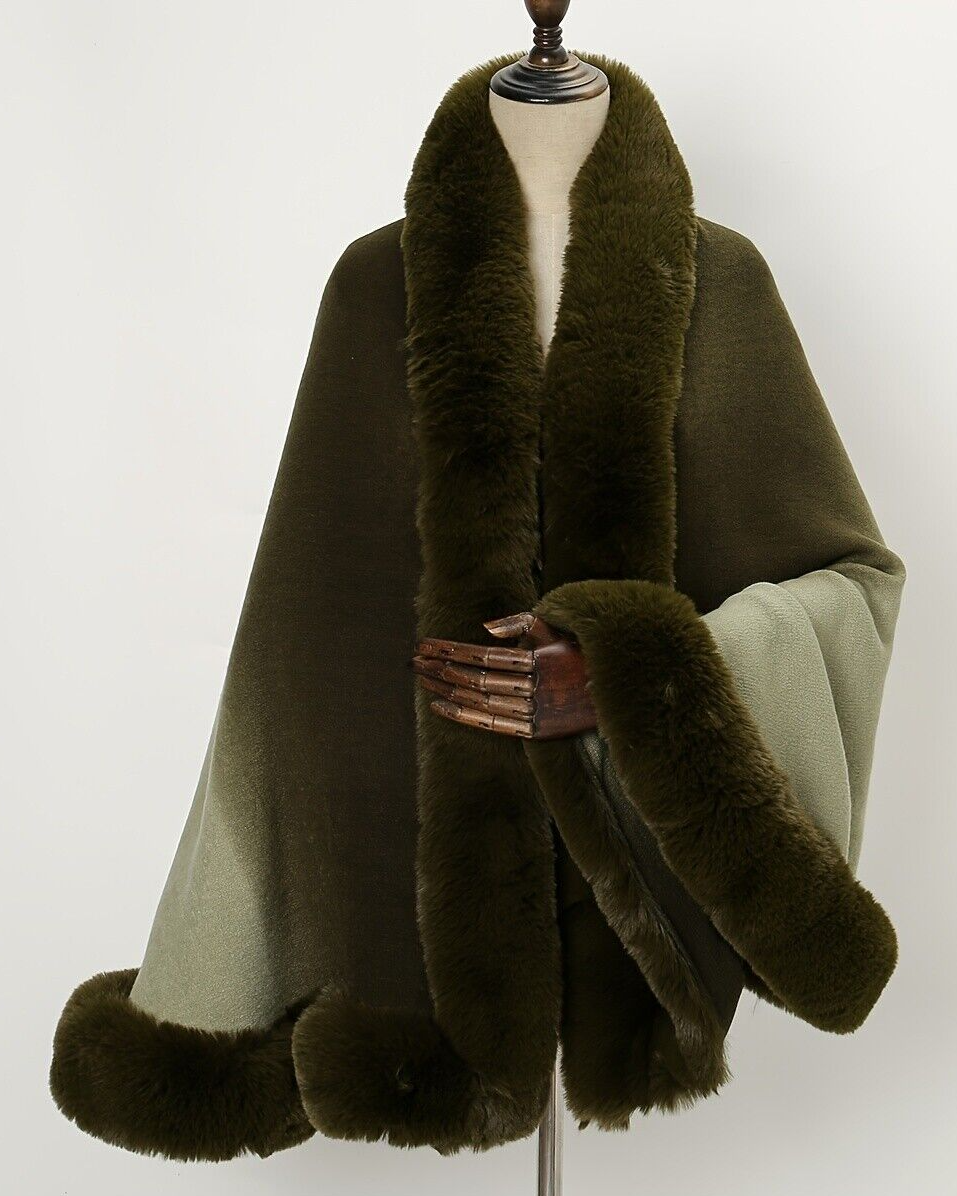 lewy woolen fur shawl/cape