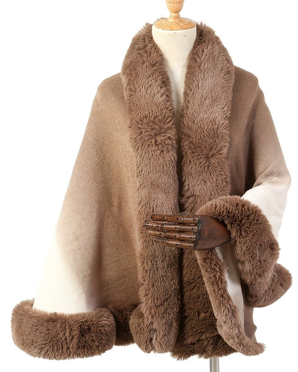 lewy woolen fur shawl/cape