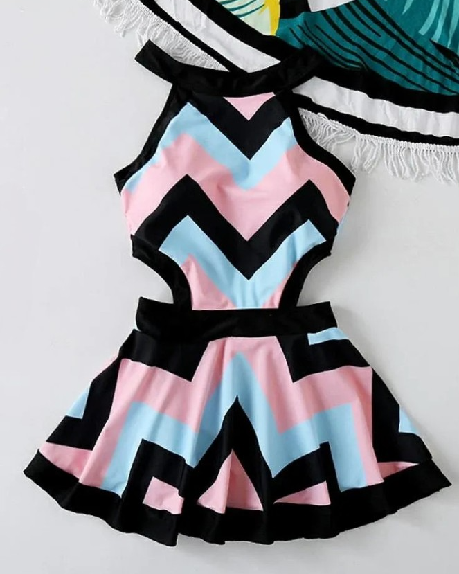 Pankh Jigsaw Striped Swimwear Dress