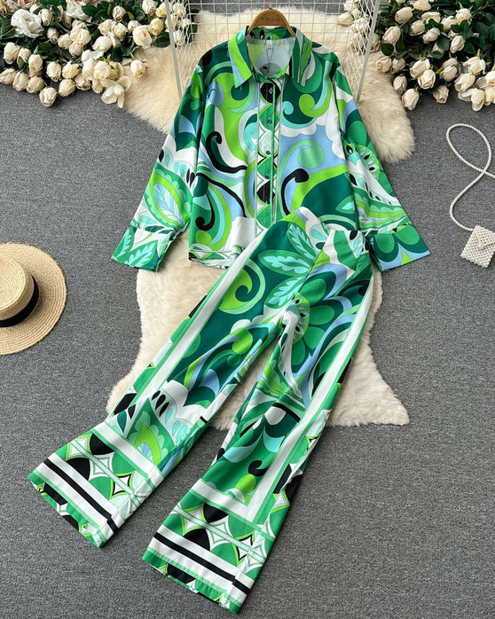 Nicola Printed Summer Shirt And Pant Coord Set