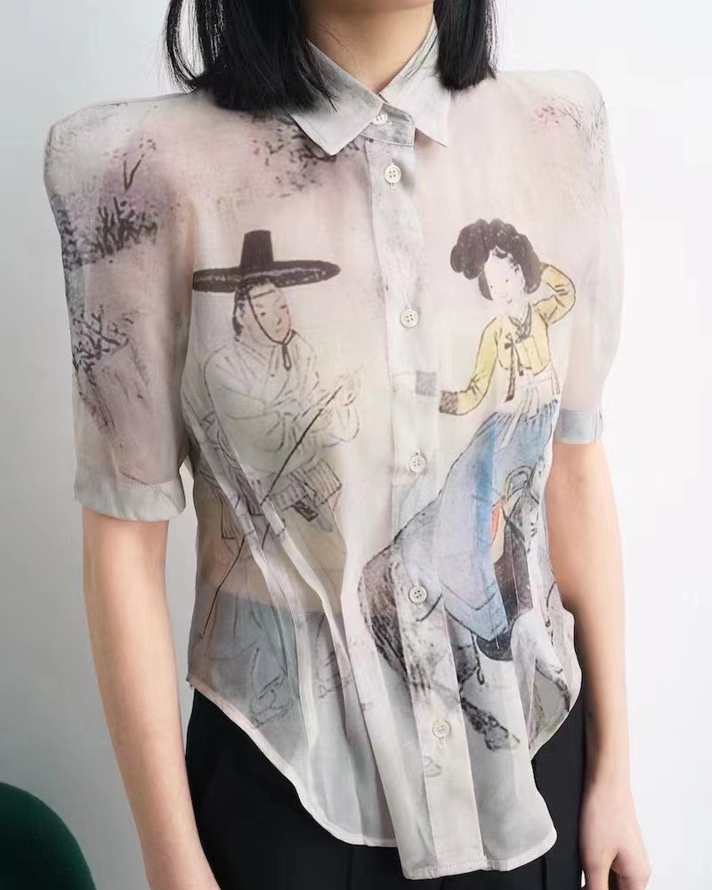 PERCY PRINTED corset style cropped SHIRT