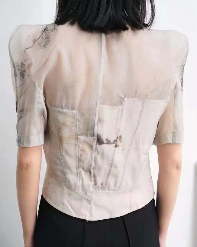 PERCY PRINTED corset style cropped SHIRT