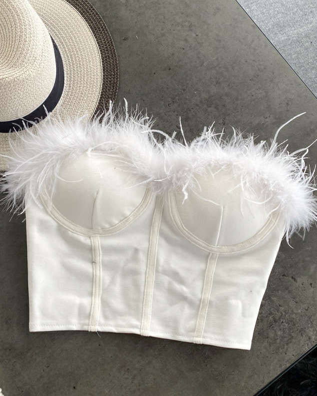 Pankh Layla Bustier Fur Corset Tub Top