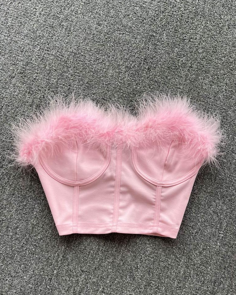Pankh Layla Bustier Fur Corset Tub Top