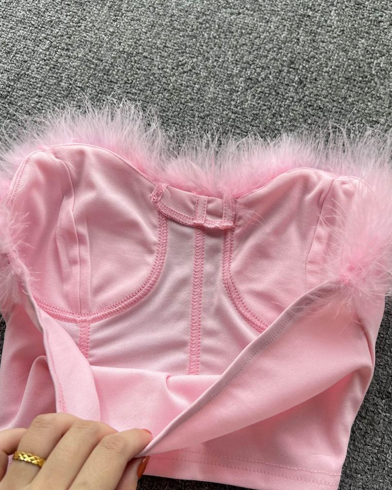 Pankh Layla Bustier Fur Corset Tub Top