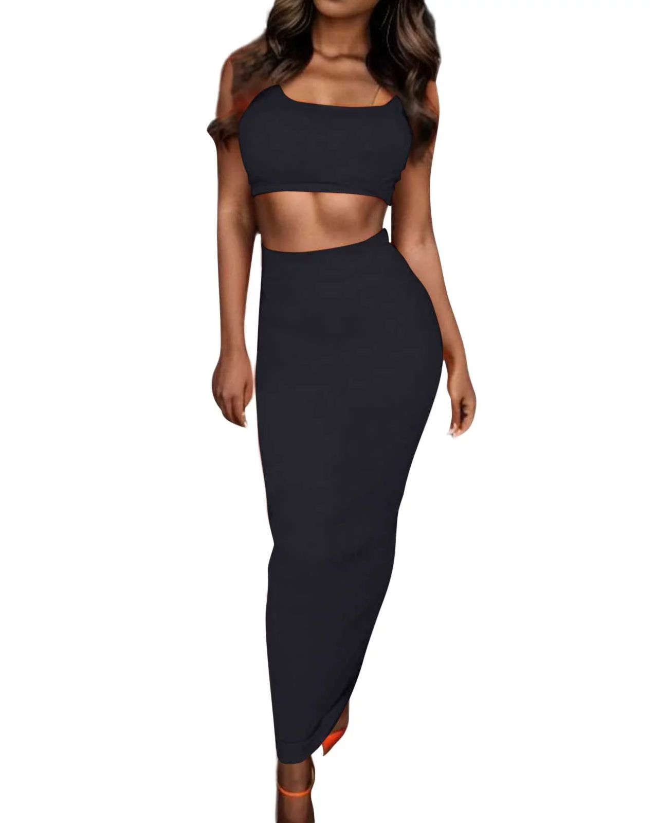 Pankh Gardy Cotton Ribbed Crop Top & Skirt Set