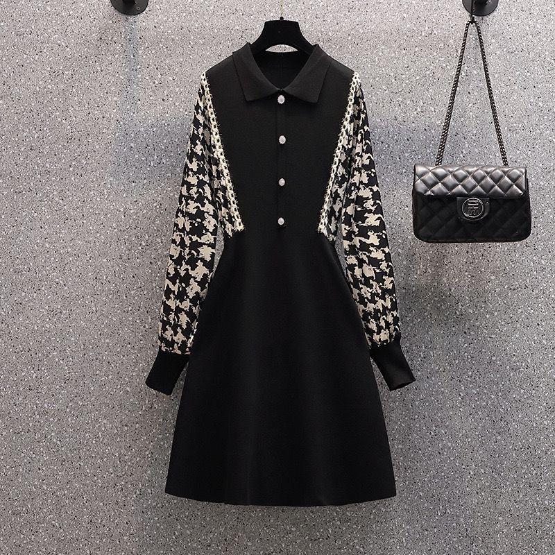 Pankh Jamel Knit Check Sleeves Dress