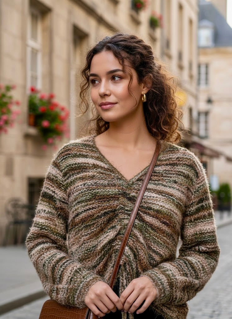 Pankh Azto Furry Ruched Sweater Top