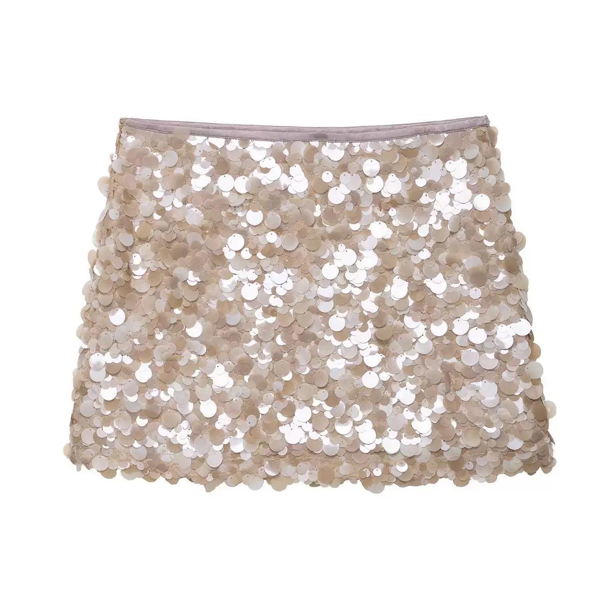 Pankh Semra Sequin Shaded Coin Mini Skirt