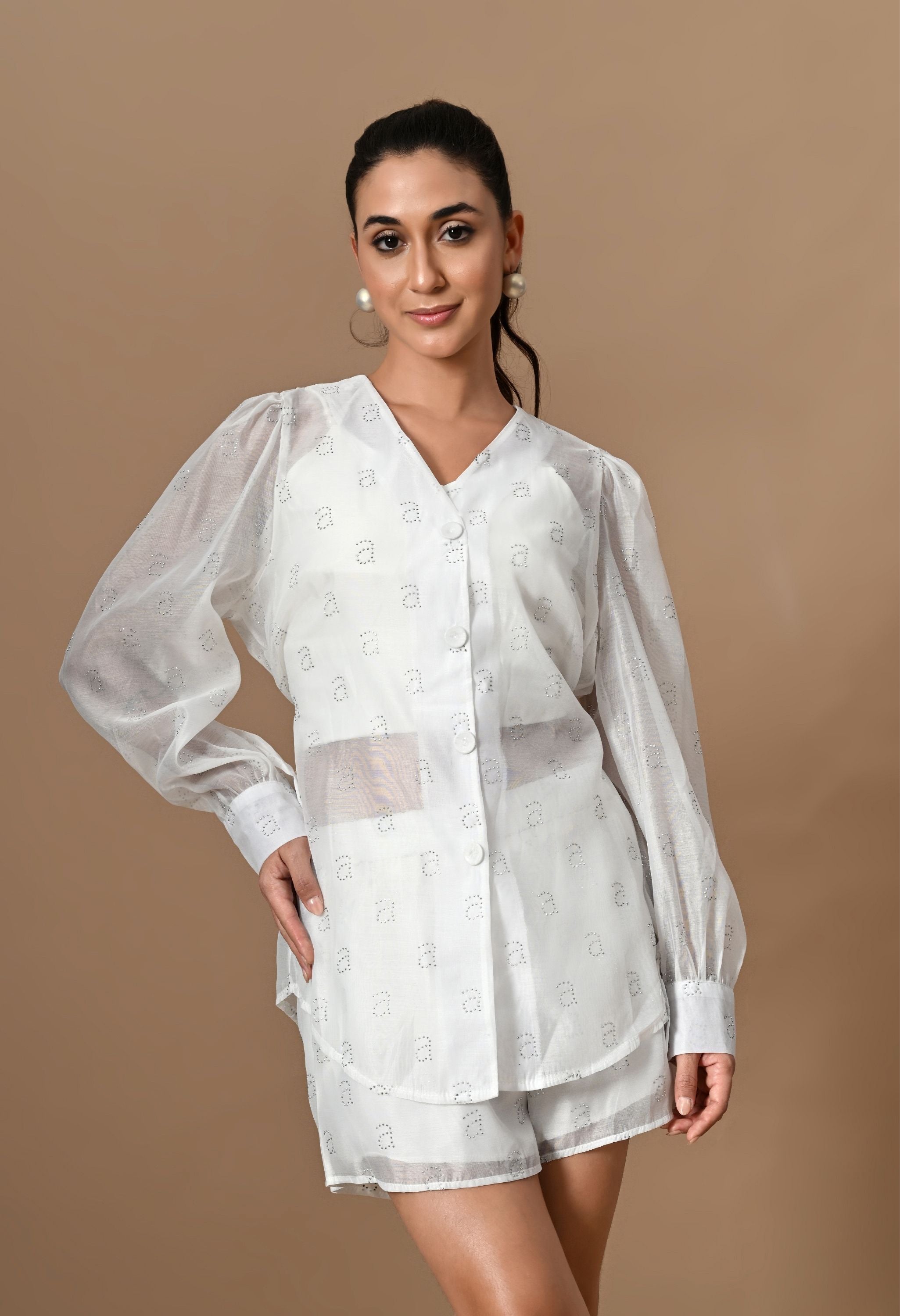 Pankh Matteo Organza Fabric Shirt & Shorts 2 pcs Co-ord Set