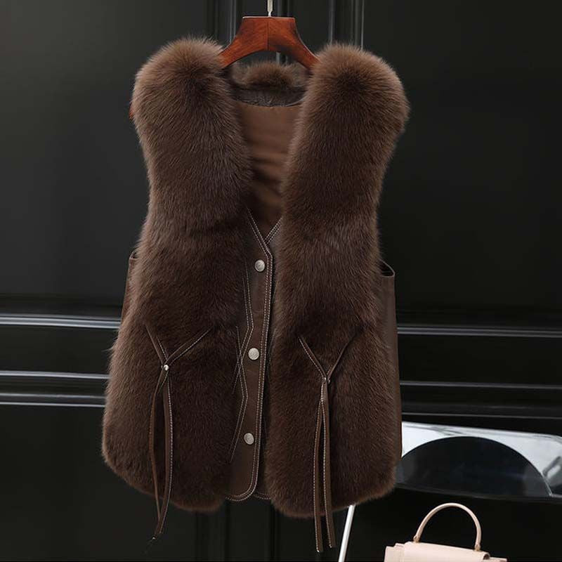 Pankh Rudy Fur and Leather Sleeveless Formal Jacket