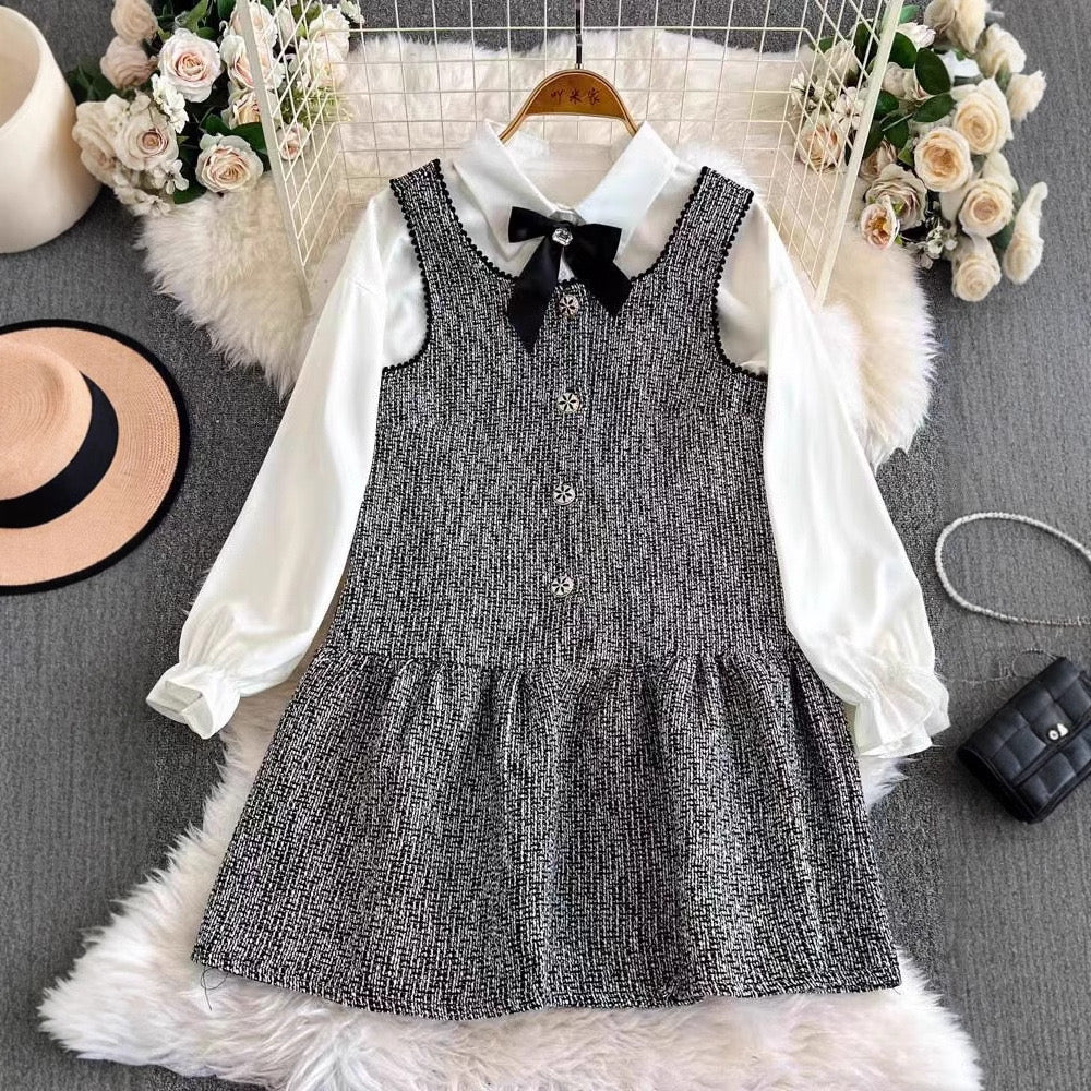 Pankh Arrie Tweed Shift Dress with Shirt Set