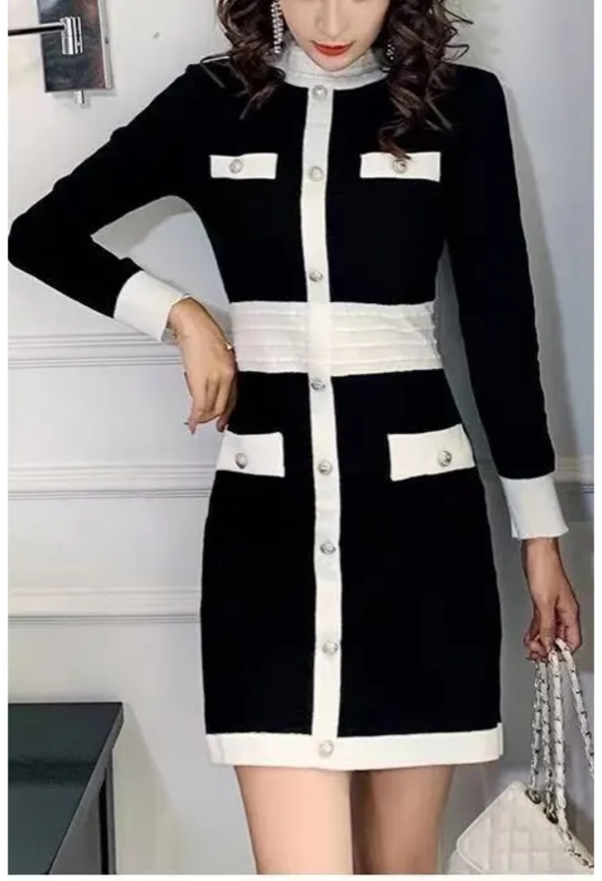 Pankh Sia Long Sleeve Chic Bodycon Sweater Dress