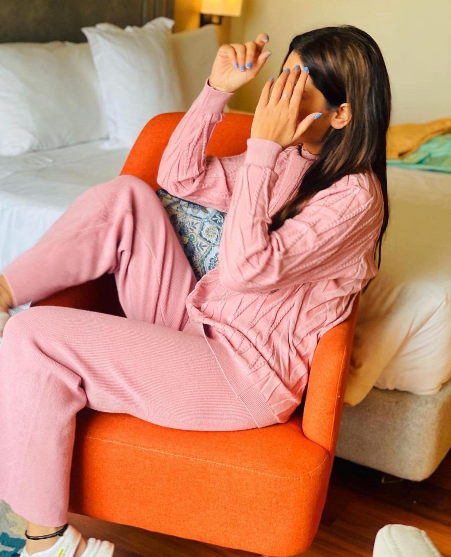 Yaish wool knit coord track warm Travel set