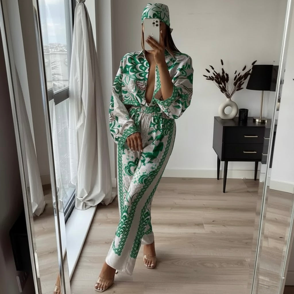 Pankh Casio Printed Summer Coord With Pant and Scarf