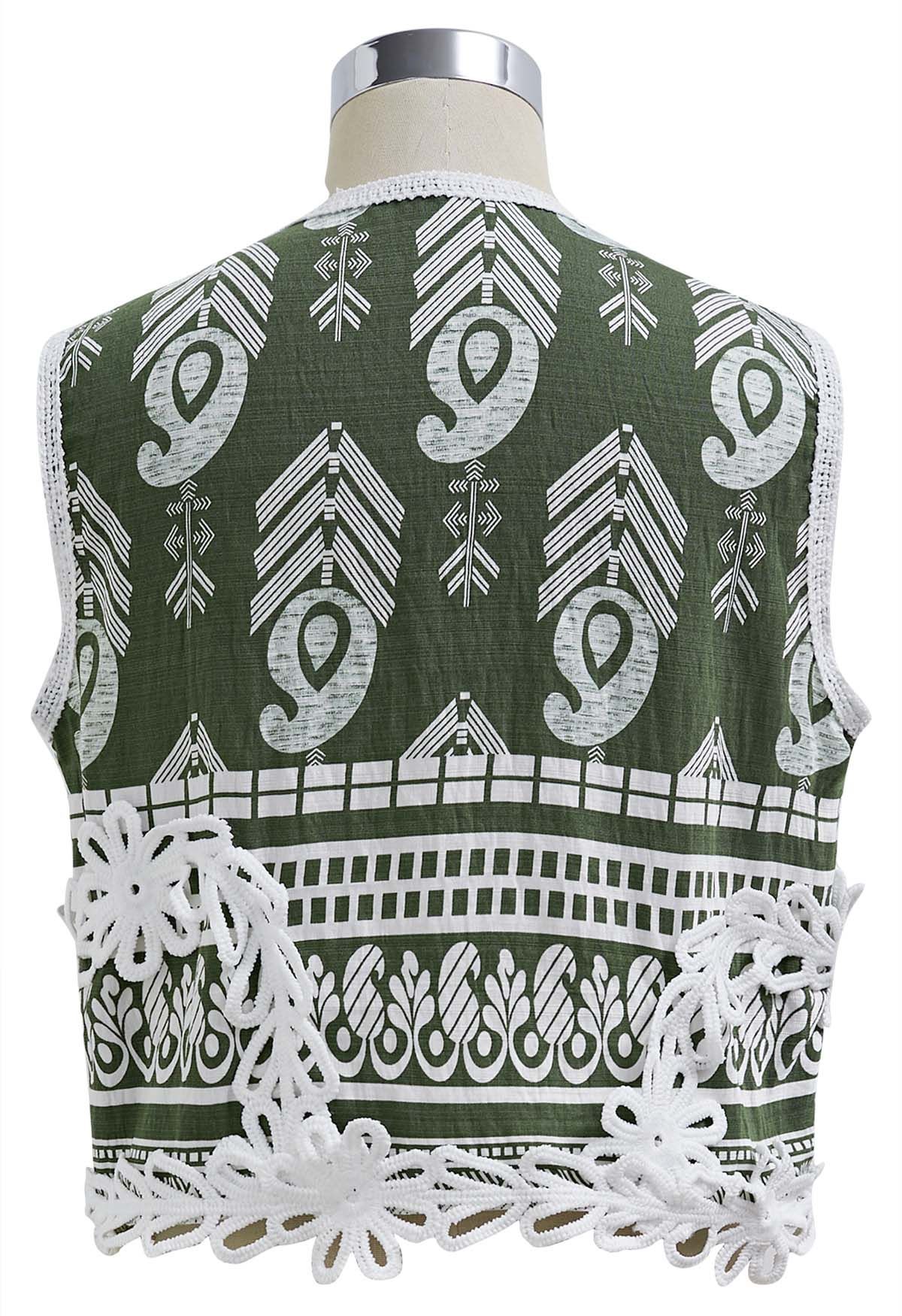 Pankh Robin Ethnic Print Sleeveless Vest Top And Pant Set