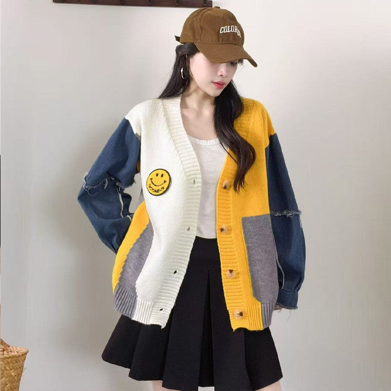 Pankh Musel Oversized Woolen And Denim Sweater Jacket