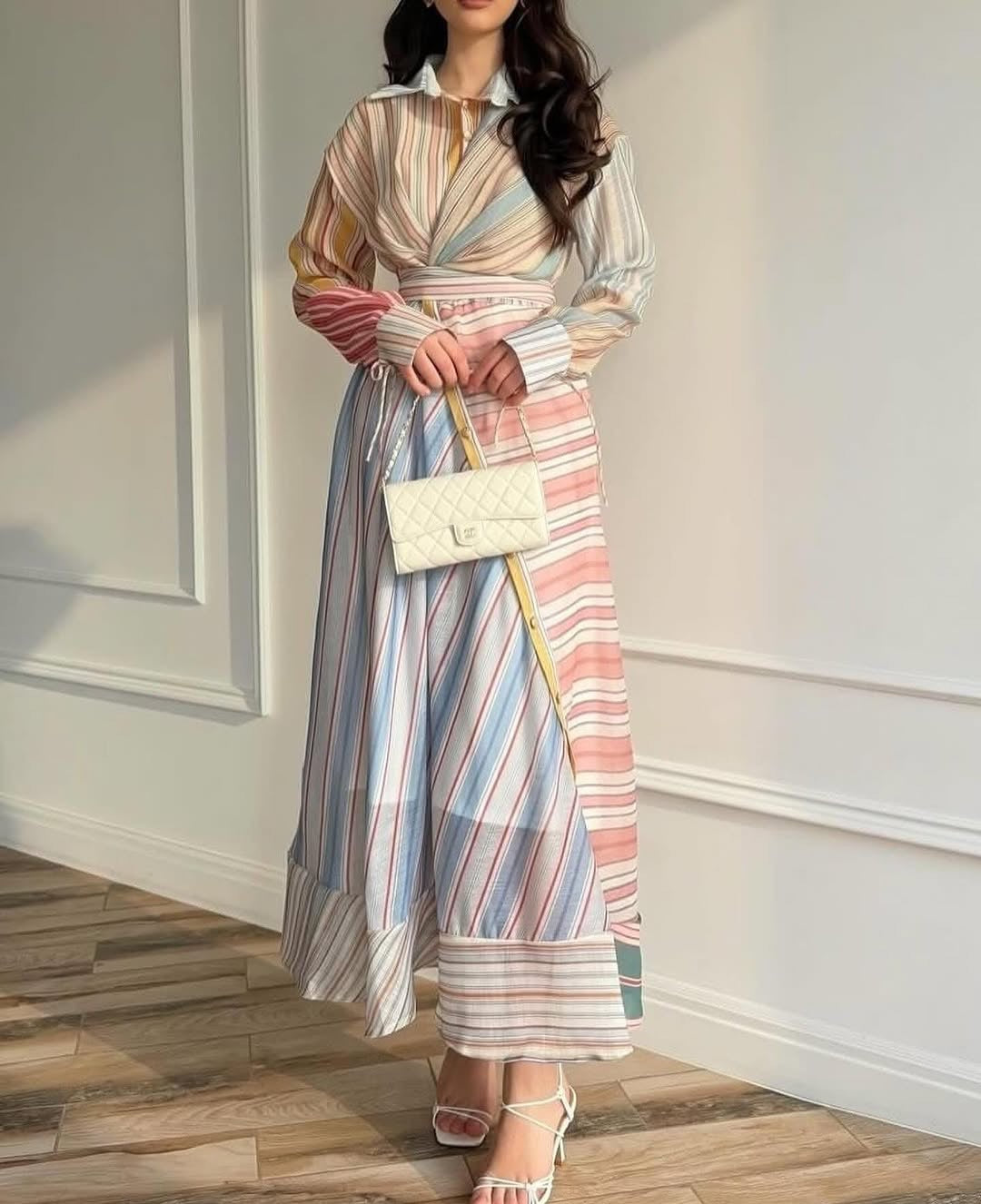 Pankh Jancy Abstract Striped Maxi Dress