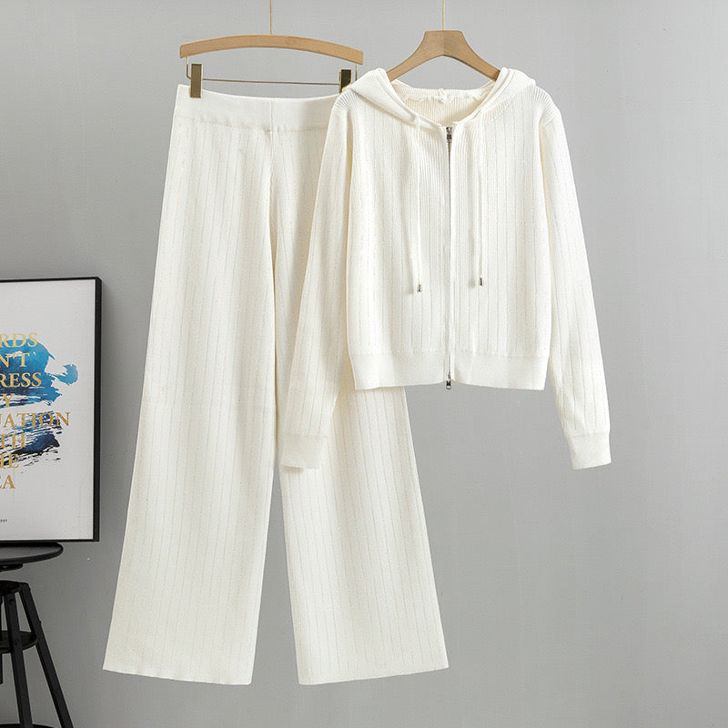 Pankh Vibly Rhinestone Embelished Winter Zipper Jacket and Pant Coord Set