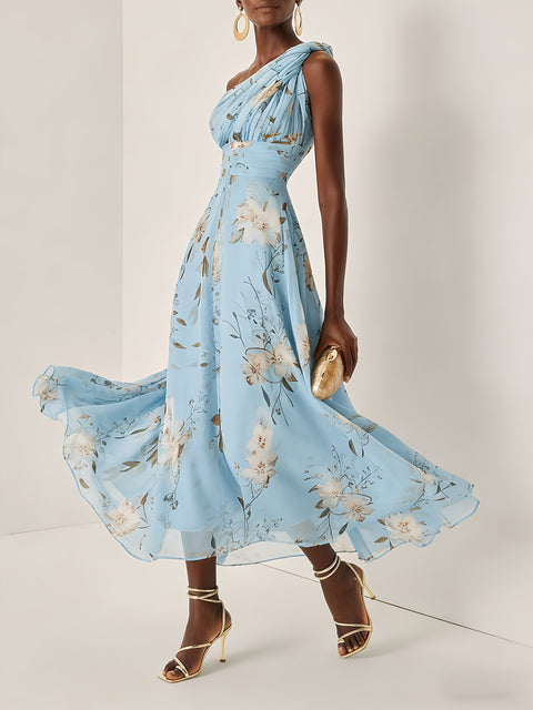 Pankh Birky Floral One Off Shoulder Midi Dress