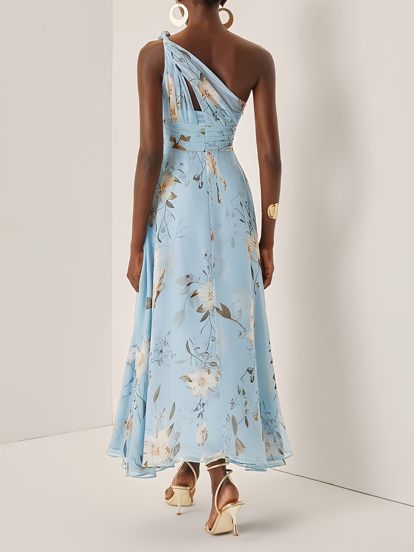Pankh Birky Floral One Off Shoulder Midi Dress