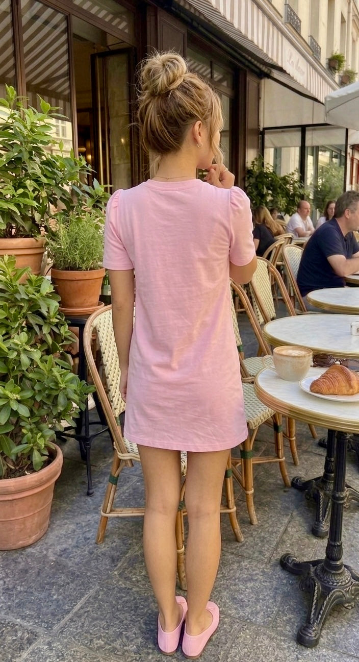 Pankh Zie Bow Embelished T-Shirt Short Dress