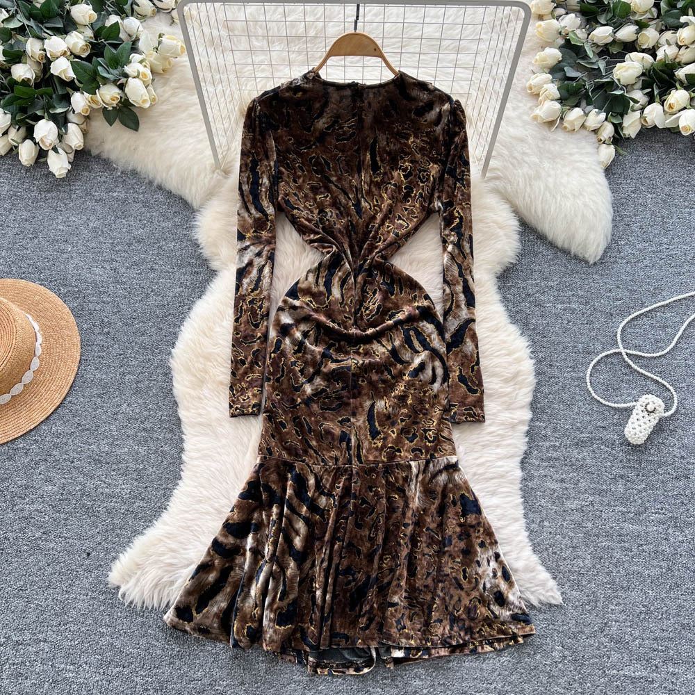 Pankh Tigeress Shimmer Flocking Velvet Party Wear Dress