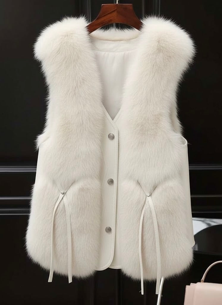 Pankh Rudy Fur and Leather Sleeveless Formal Jacket