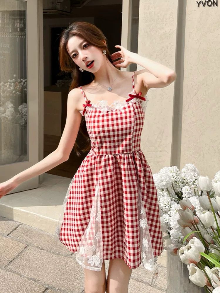Pankh Andie Plaid Mini Strap Check Dress