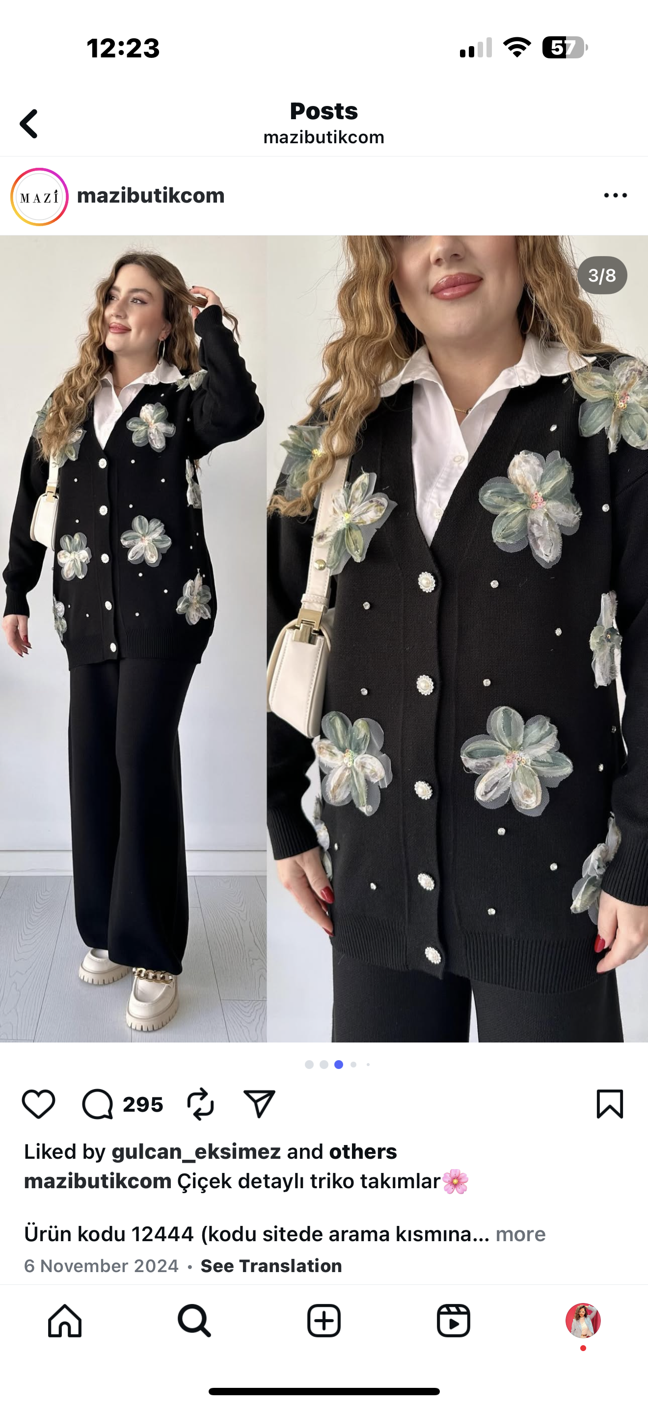 Pankh Elantra 3D Floral Patch Work Knit Wool Coat and Pant Coord Set