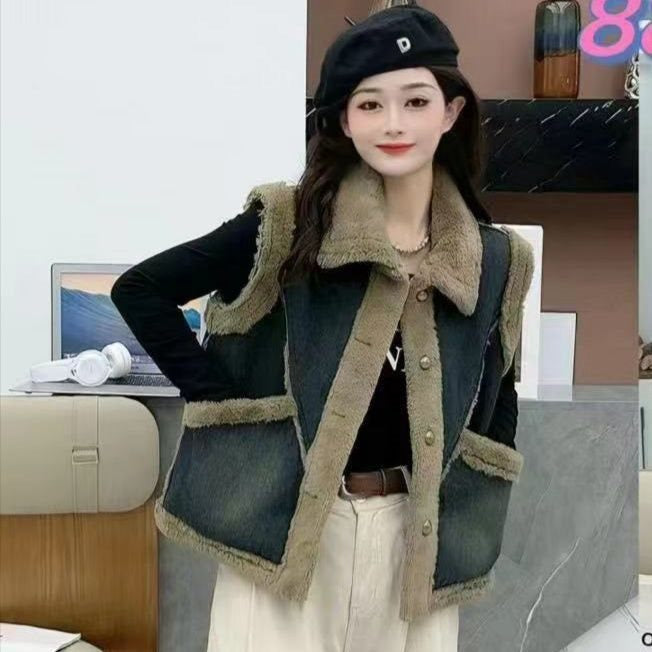 Pankh Koyu Denim and Teddy Fur Jacket