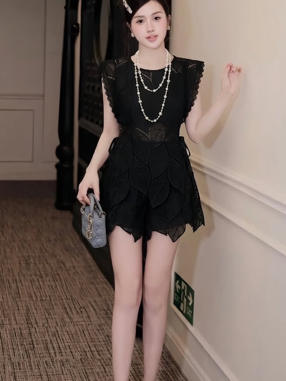 Zelie Crochet Tie-up Top & Shorts Coord Set