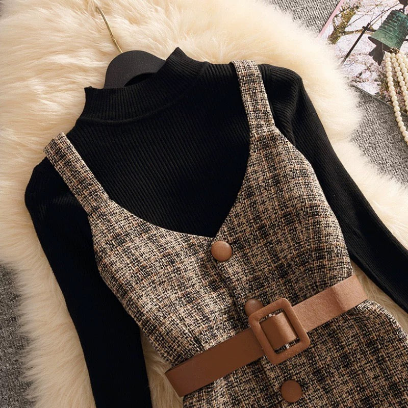 Pankh Lanch Tweed Wool Formal Dress and Top Set