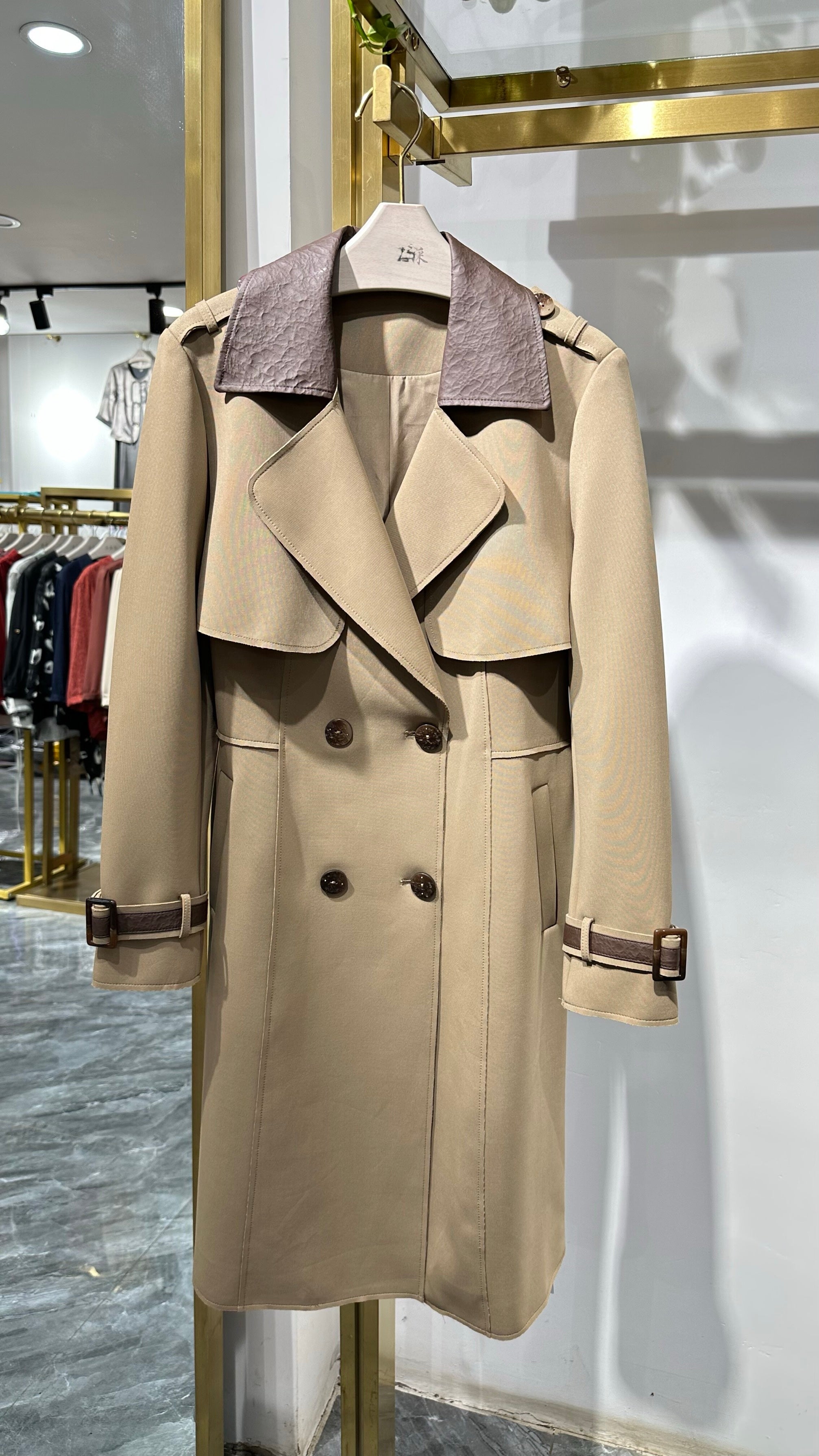 Pankh Cloak Leather Detailing Trench Coat Overcoat