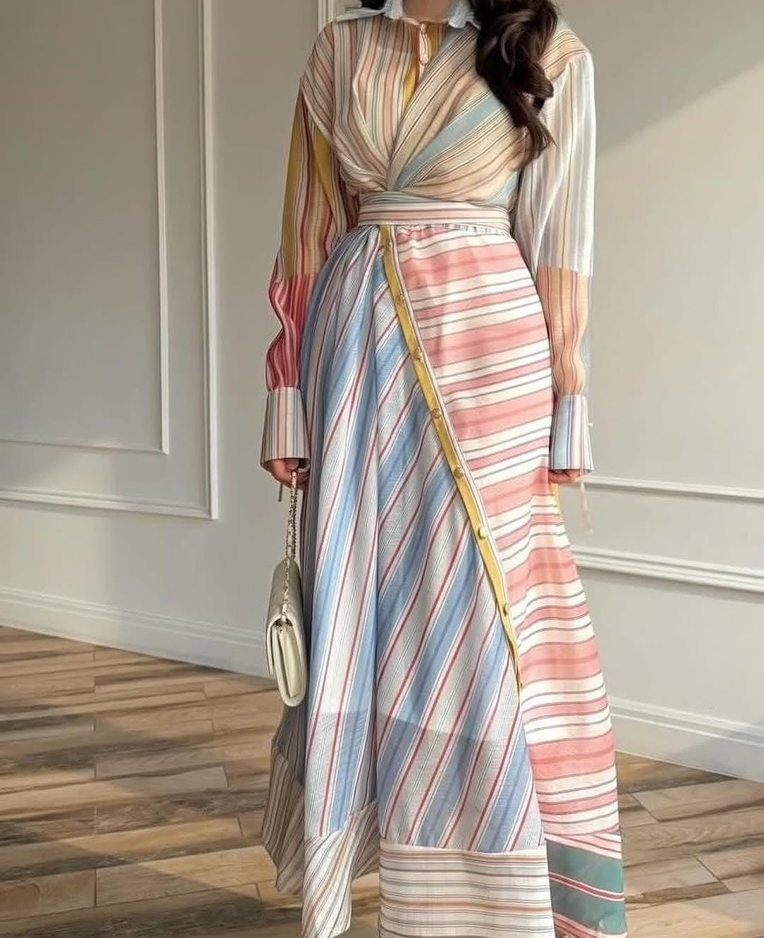 Pankh Jancy Abstract Striped Maxi Dress