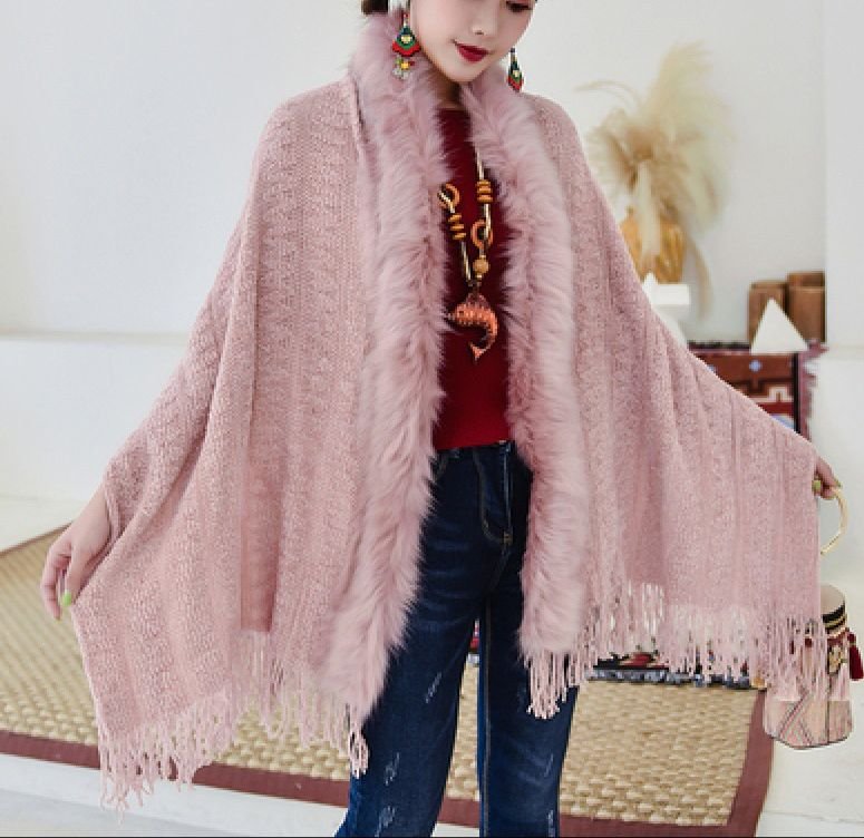 lazda fur collar soft shawl