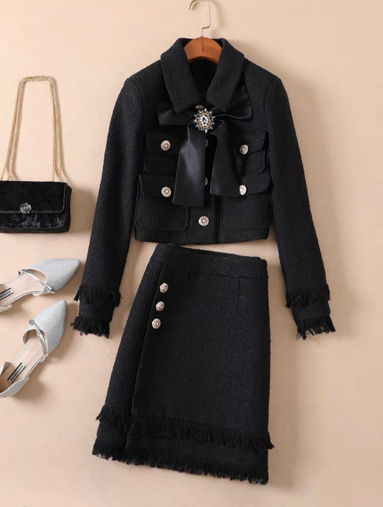 Roseta tweed formal blazer and skirt coord set