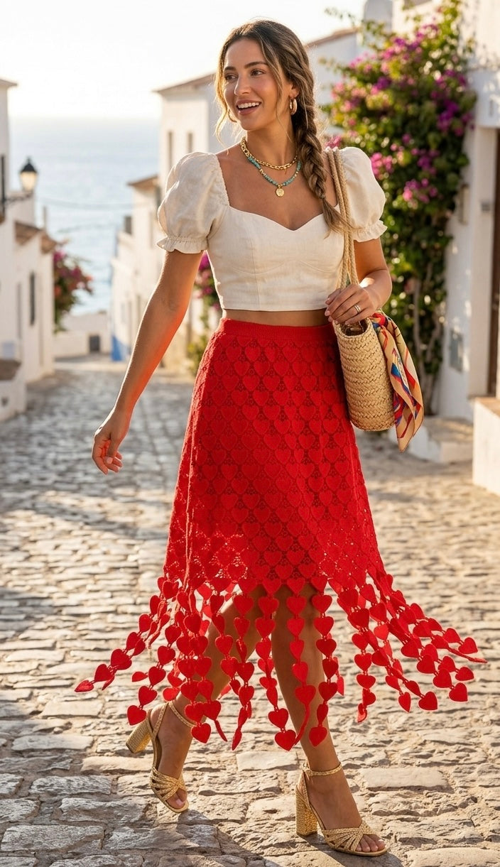 Pankh Frigs Heart Tassel High Fashion Skirt