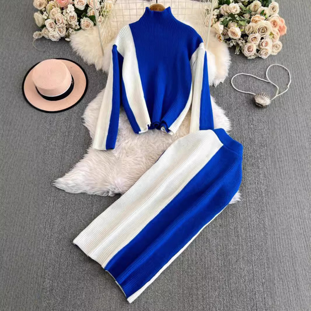 Pankh Miya Contrast Loose Style Top And Skirt Woolen Coord Set