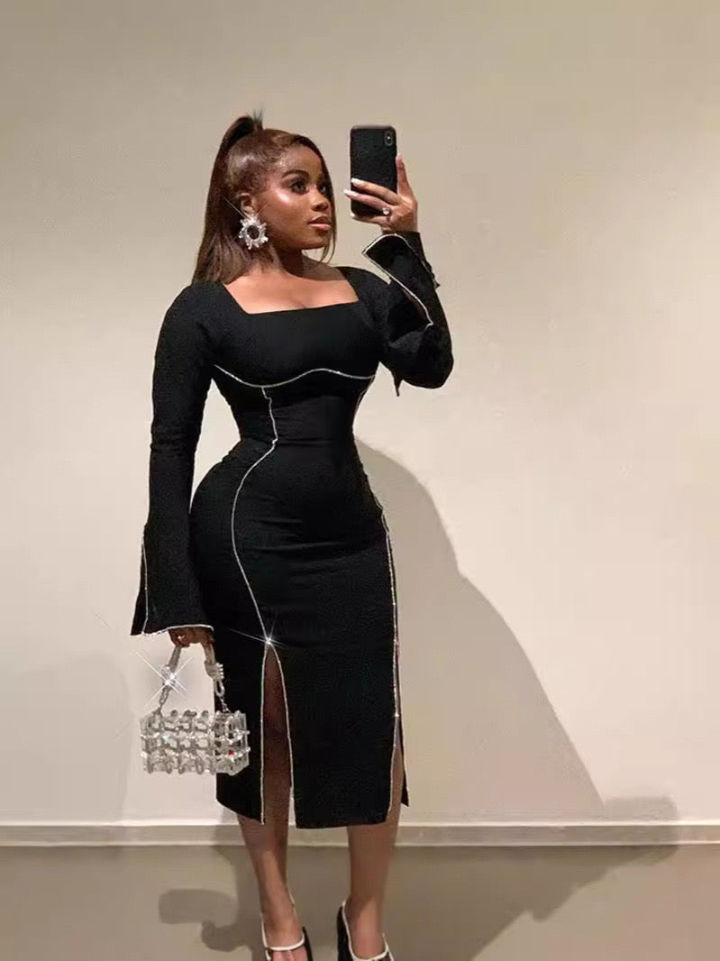 Pankh Makaya Rhinestone Embelished Party Wear Evening Bodycon Dress