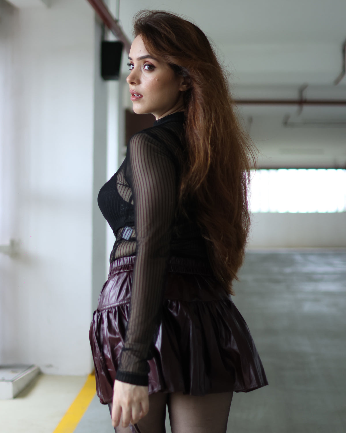 Pankh Helsy Pu Leather Skirt Skort