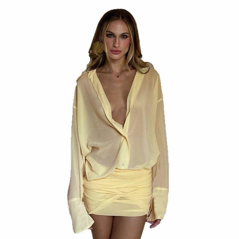 Pankh Iria Crissy Sheer Bodycon Shirt Dress