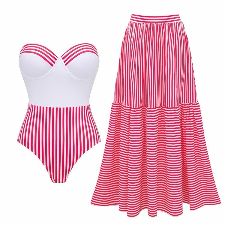 Pankh Yujin Corset-Style Striped Swimsuit