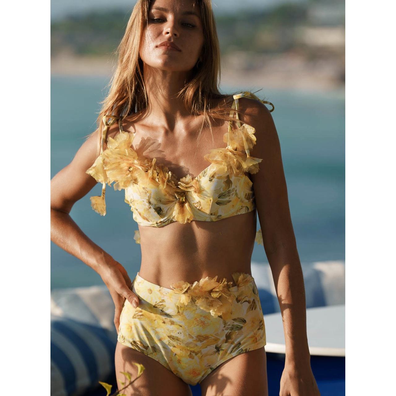 Pankh Emel Sunlit 3D Floral Bikini & Ruffle Skirt Set