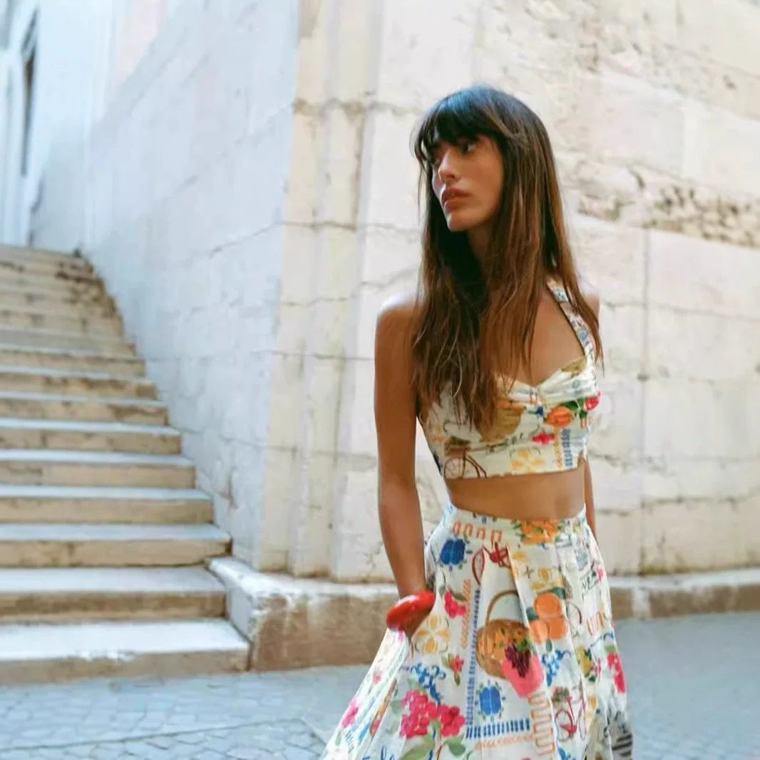 Pankh Ege Halterneck Printed Crop Top & Skirt Coord Set