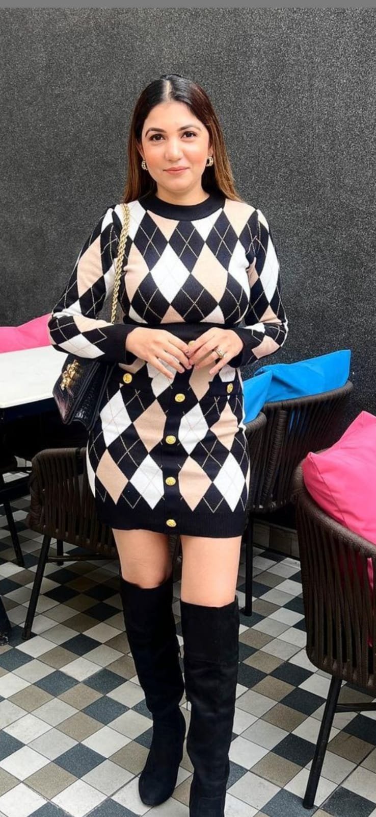 Pankh Devaki Checked Woollen Bodycon Dress