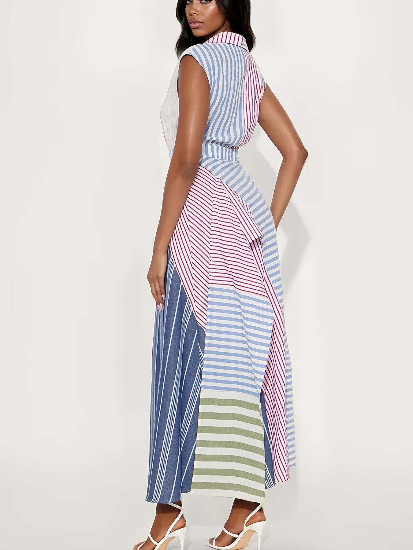 Pankh Zada Abstract Striped Designer Maxi Dress
