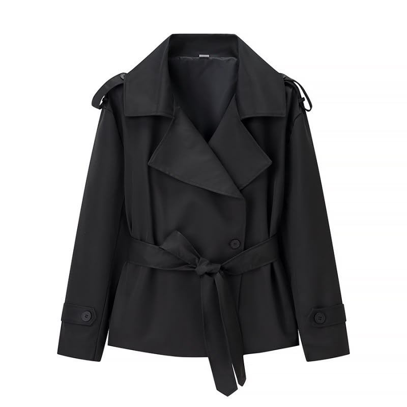 Pankh Amice Classic Plain Cropped Trench Coat With Belt