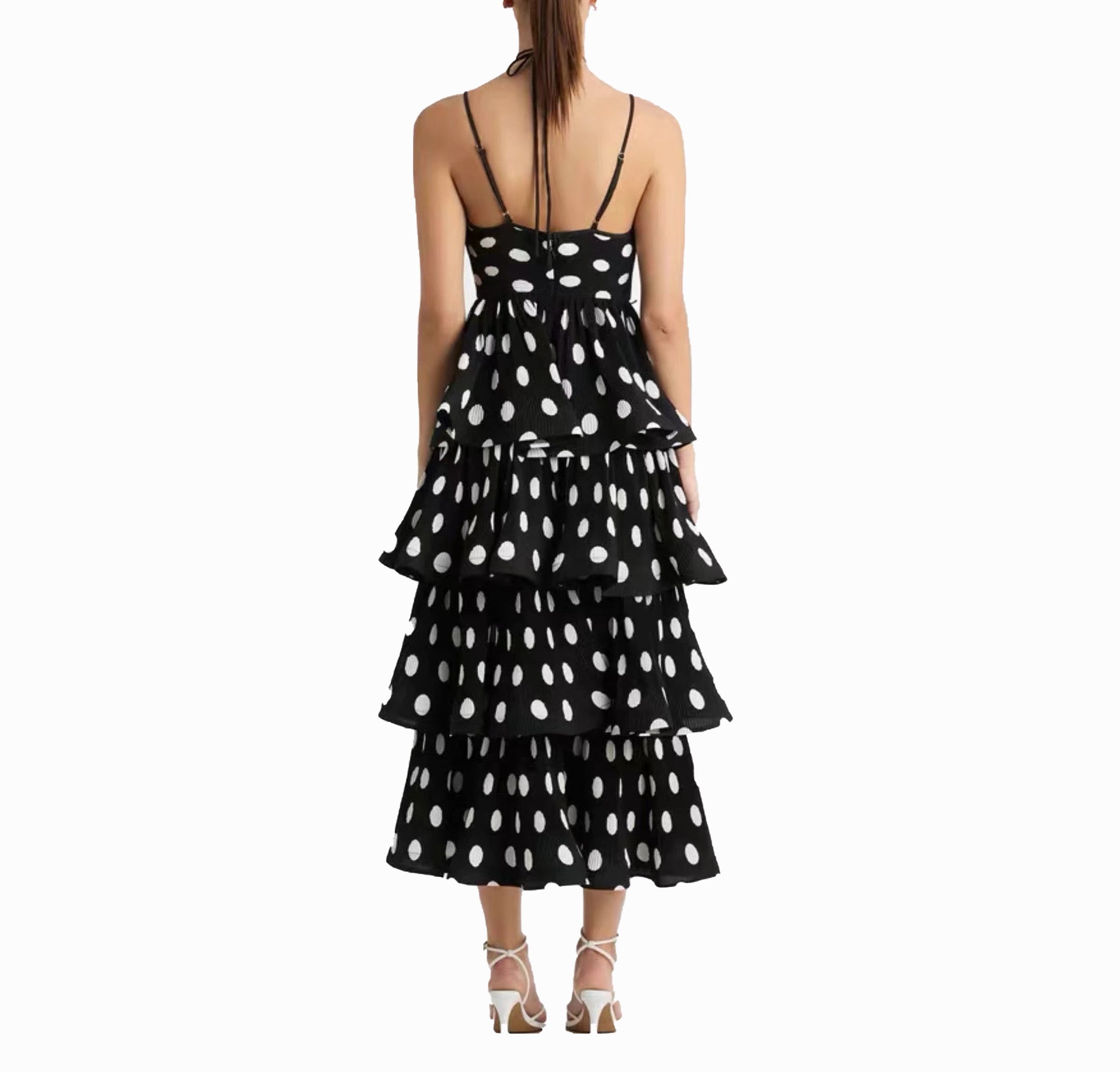Pankh Orrie Polka Dot Ruffle Maxi Dress